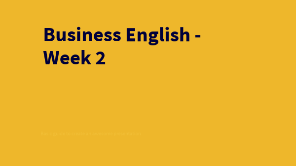 Business English - Week 2