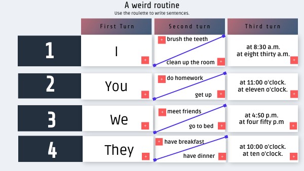 A weird routine Simple present game