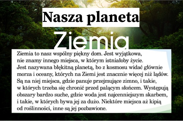 Planeta Ziemia Sprawdzian Klasa 6 Nasza planeta Ziemia