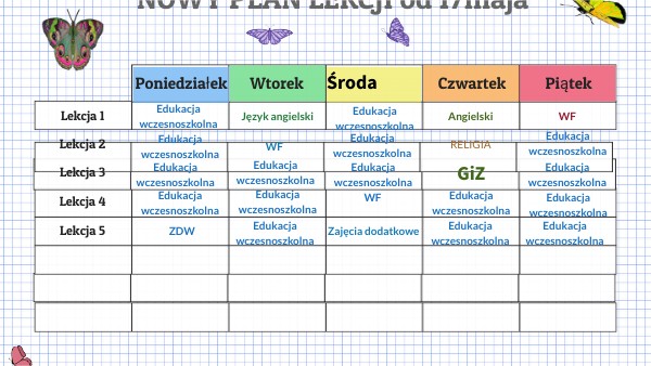 Nowy plan lekcji | Genially