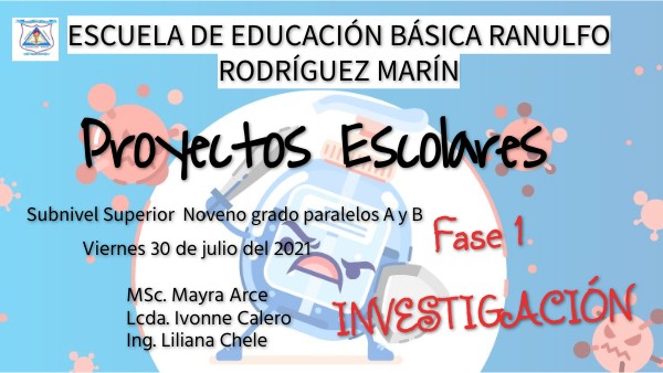 PROYECTO ESCOLAR FASE 1 INVESTIGACIÓN NOVENOS A Y B