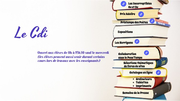 Présentation du CDI | Genially
