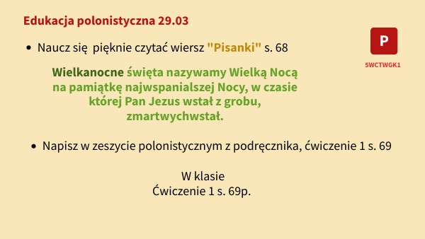 Edukacja polonistyczna 29.03 | Genially
