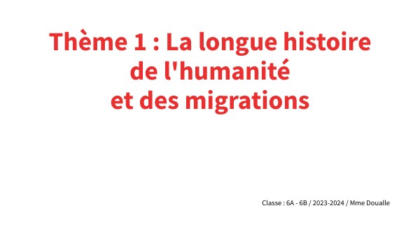 Hist6 1. Les débuts de l'humanité