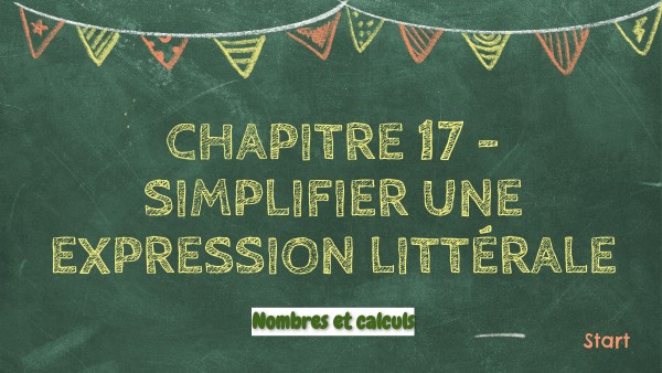 Chapitre 17 - Simplifier une expression littérale