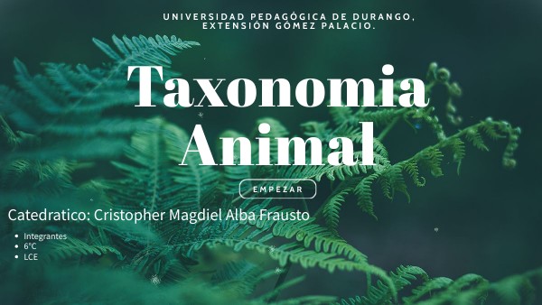 Taxonomia Animal | Genially
