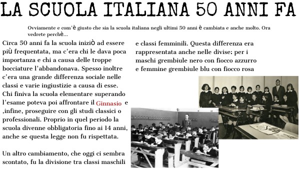 LA SCUOLA ITALIANA NEGLI ULTIMI 50 ANNI