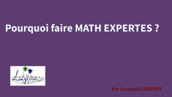 Présentation MATH EXPERTES | Genially