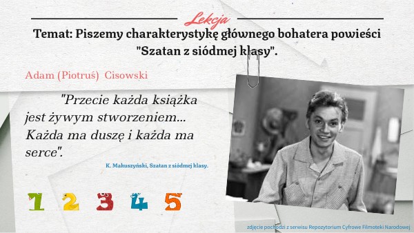 Charakterystyka Adama Cisowskiego Z Książki Charakterystyka Adasia Cisowskiego | Genially
