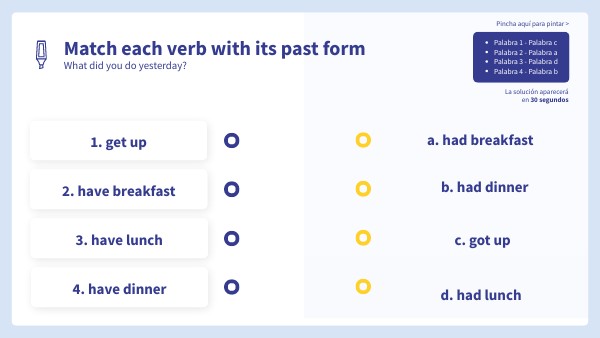 Match the verbs: Present-Past