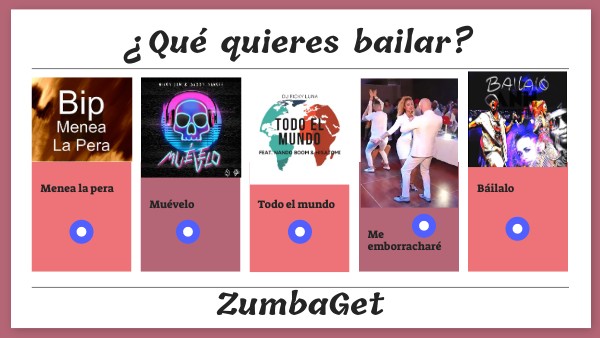 Menú zumba