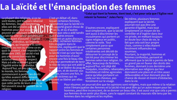 Journal le demi-monde : la laïcité et l'émancipation de la femme