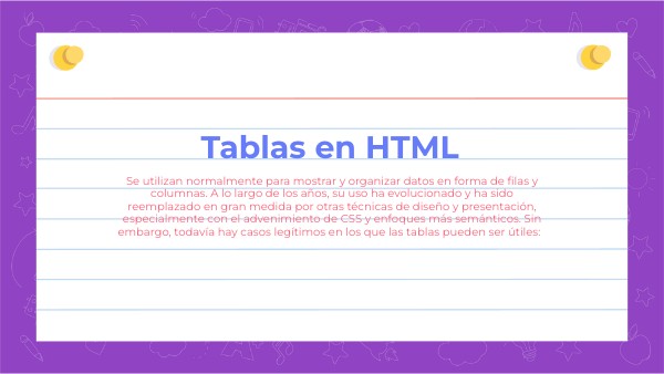Tablas en HTML | Genially