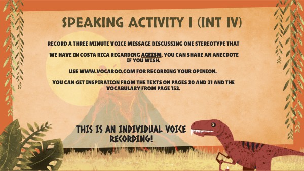 SPEAKING ACTIVITY I | Genially