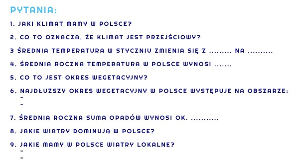klasa 7 - Cechy klimatu