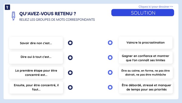 Relier les mots - Gestion du temps | Genially