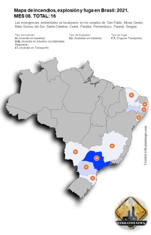 Brasil 08 2021 Mapa 16 Incendios, explosión y fuga | Genially