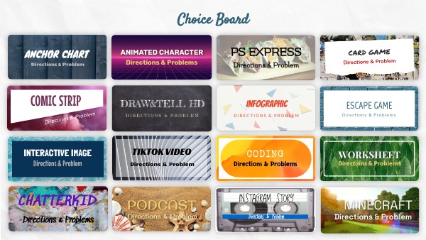 CHOICE BOARD - Unused - Extending Decimals - new | Genially