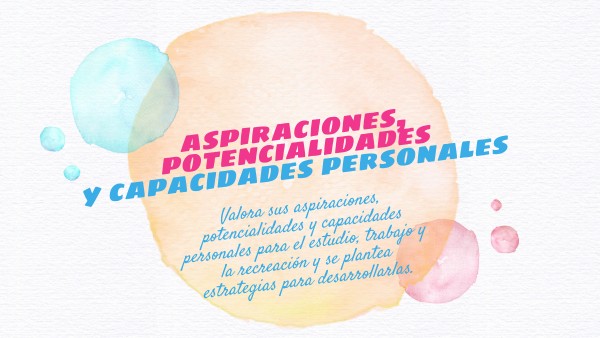 Valora Sus Aspiraciones Potencialidades Y Capacidades Personales