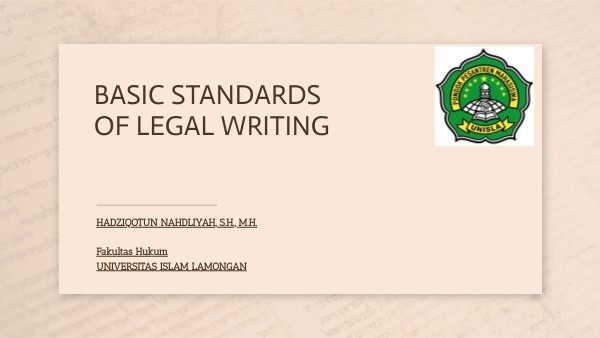 BASIC STANDARDS OF LEGAL WRITING | Genially