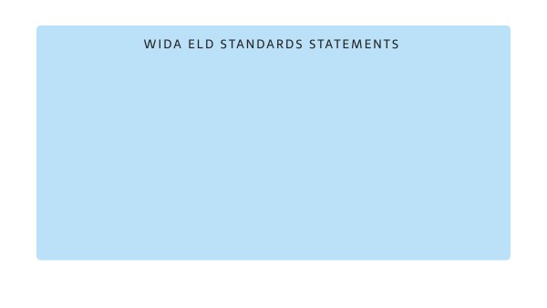 WIDA ELD STANDARD STATEMENTS | Genially