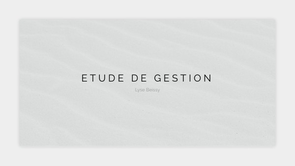 Etude de gestion