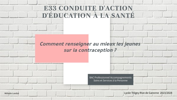 Conduite D'action D'éducation à La Santé Page De Garde e33