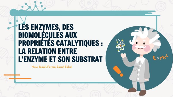 LES ENZYMES, DES BIOMOLÉCULES AUX PROPRIÉTÉS CATALYTIQUES : LA RELATIO