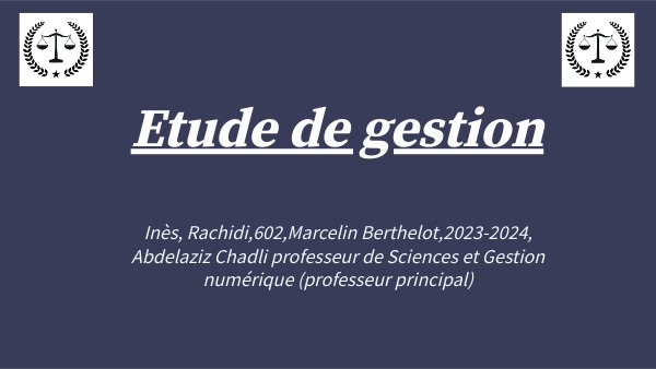 Etude de gestion