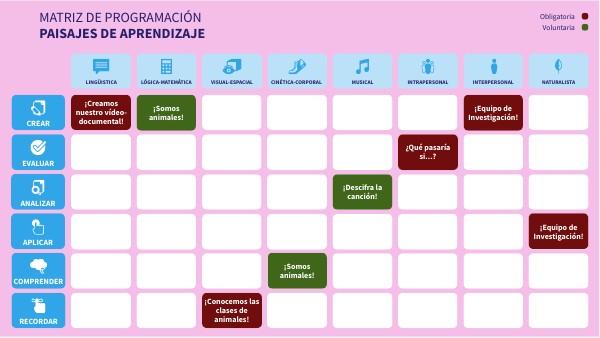 Matriz de programación | Genially