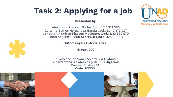 Presentation Task 2 – Applying for a Job - Group 302 | Genially