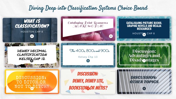 Diving Into Classification Systems CHOICE BOARD | Genially