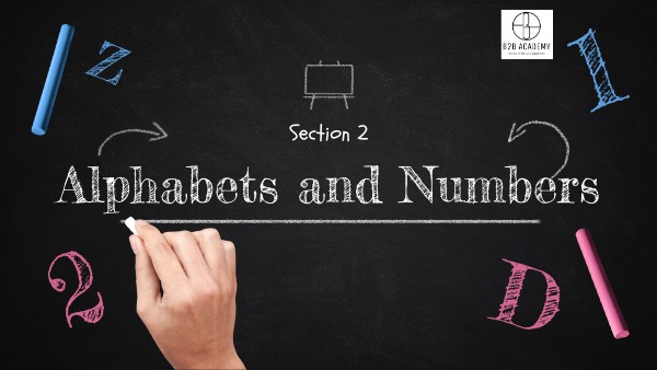 2) Alphabet and numbers