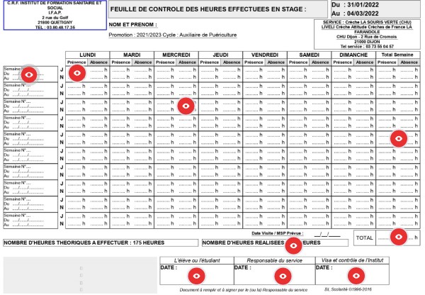 RECHERCHER UNE FICHE HORAIRE visual data 7