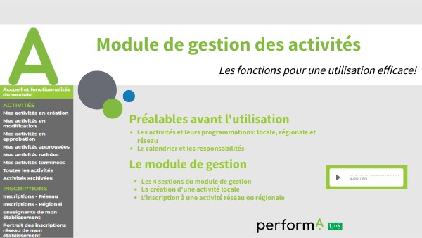 Module de gestion des activités | Genially