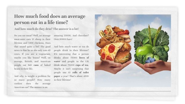 S2A3 How much food does an average person eat in a lifetime?