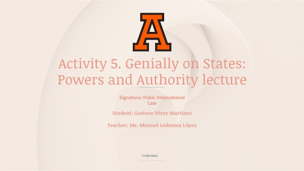 Activity 5. Genially on States: Powers and Authority lecture