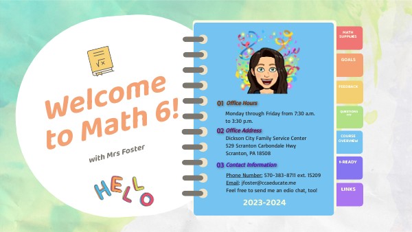 Welcome to Math 6! 23-24 | Genially