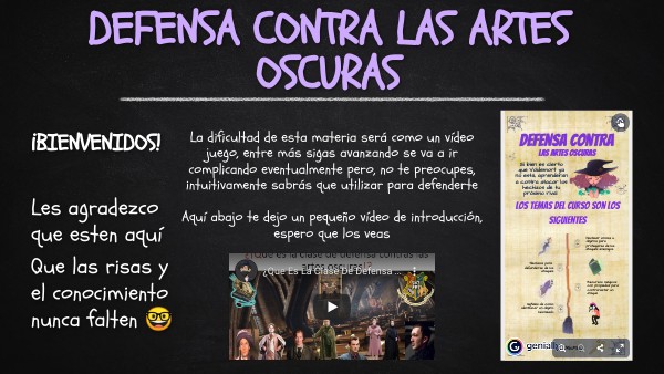 DEFENSA CONTRA LAS ARTES OSCURAS | Genially