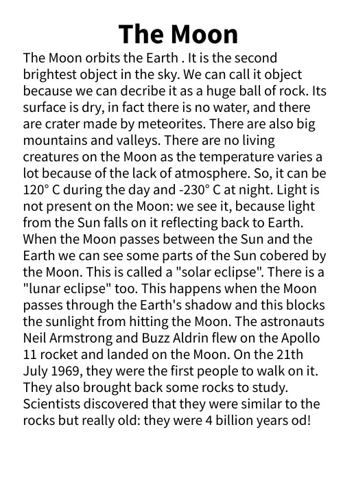 Inglese, The Moon | Genially