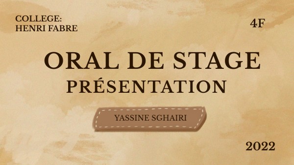 PRESENTATION ORAL DE STAGE