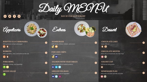 Daily Specials Menu Horizontal Infographic | Genially