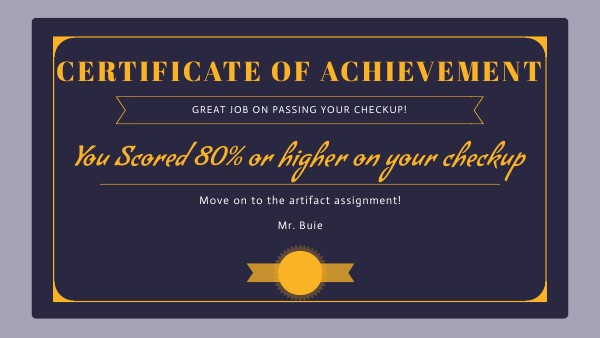 Checkup Certificate