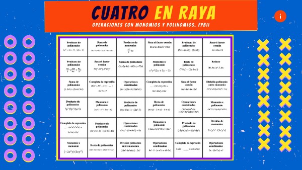 CUATRO EN RAYA DE POLINOMIOS