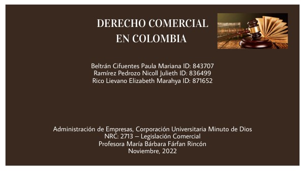 GENERALIDADES DEL DERECHO COMERCIAL