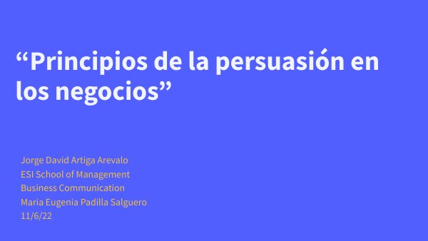 Principios de la Persuasión en los negocios