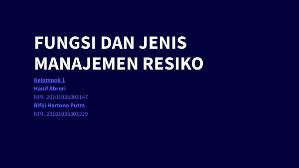 (Fungsi dan Jenis Manajemen Risiko)