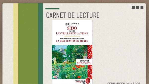 Carnet de lecture Sido / les vrilles de la vigne | Genially
