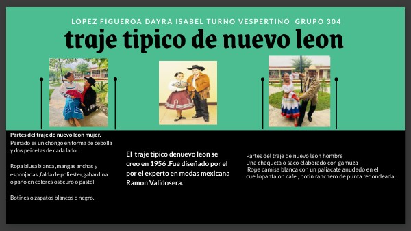 INFOGRAFIA DE TRAJE TIPICO DE NUEVO LEON