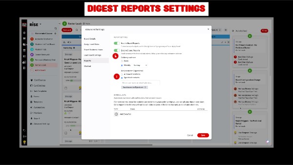 Digest Reports Settings